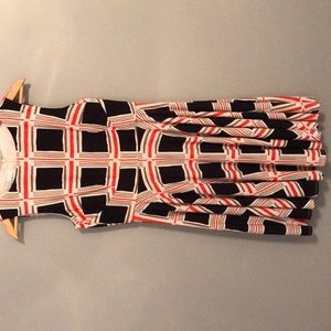 Donna Morgan cream red and blue dress